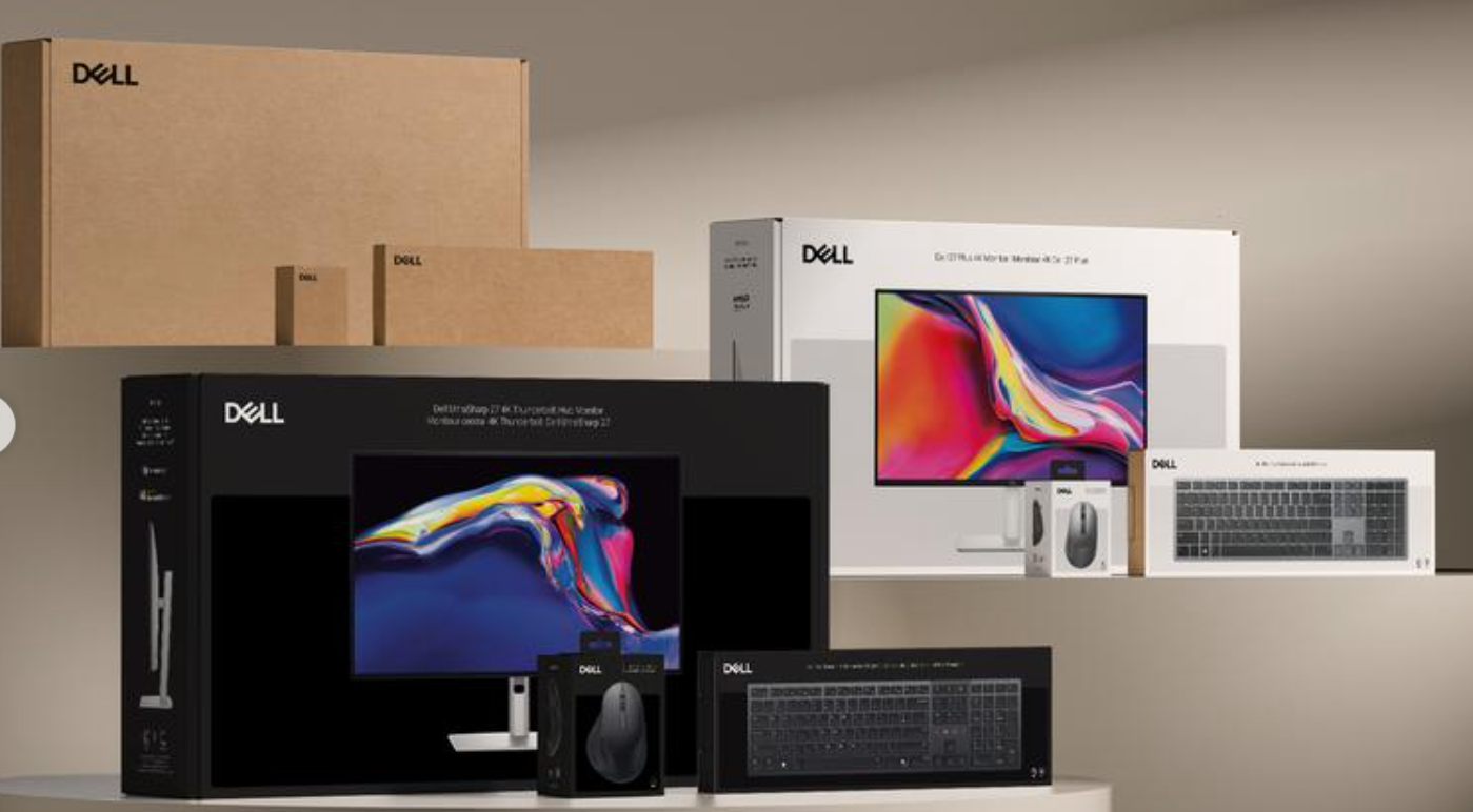 Dell monitor and accessories product packaging lineup